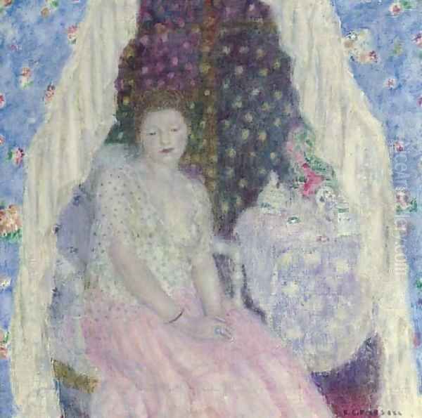 Study for Blue Curtains Oil Painting by Frederick Carl Frieseke