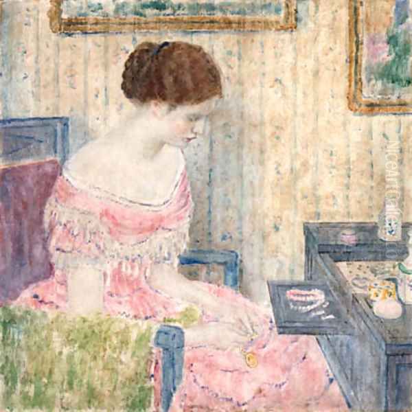 Woman with Jewels Oil Painting by Frederick Carl Frieseke