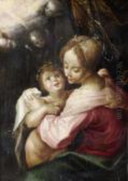 Madonna And Child Oil Painting by Bartholomaeus Spranger