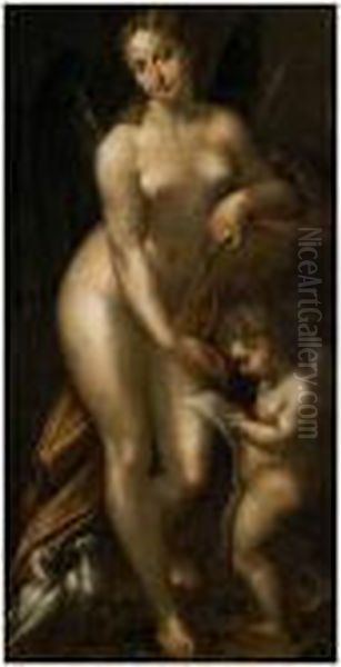 Venus Mit Dem Amorknaben Oil Painting by Bartholomaeus Spranger