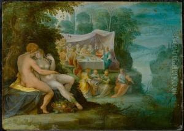 Wedding Celebration Of Peleus And Thetis. Oil Painting by Bartholomaeus Spranger