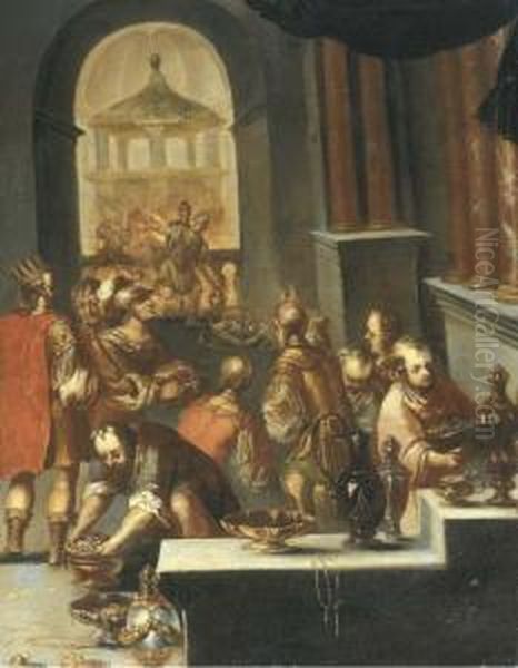 The Sack Of A Temple Oil Painting by Bartholomaeus Spranger