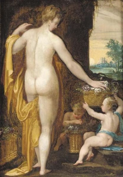 Flora Oil Painting by Bartholomaeus Spranger