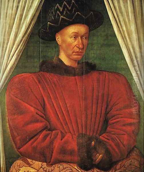 Portrait of Charles VII of France c. 1445 Oil Painting by Jean Fouquet