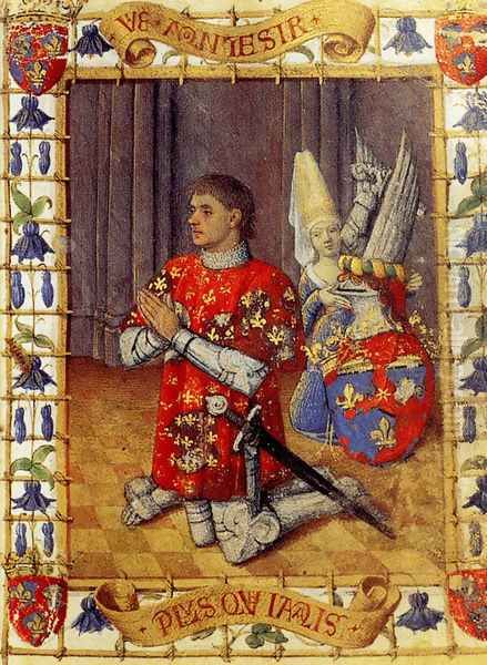 Simon De Varie Kneeling In Prayer Oil Painting by Jean Fouquet