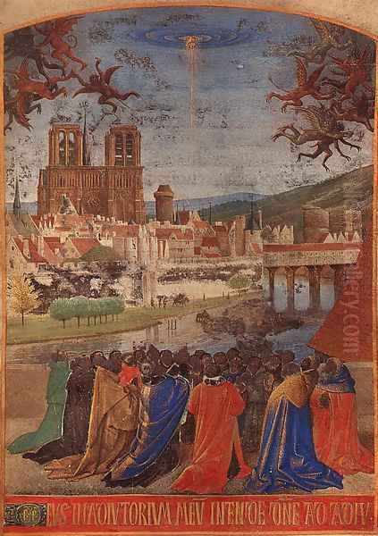 Descent of the Holy Ghost upon the Faithful 1452 Oil Painting by Jean Fouquet