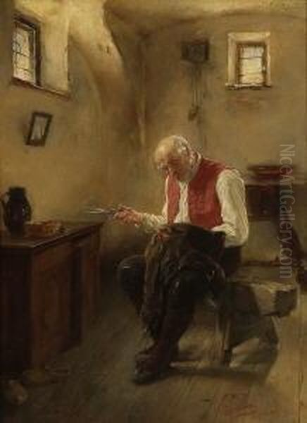 Schneider In Der
 Werkstatt. Oil Painting by Alfons Spring