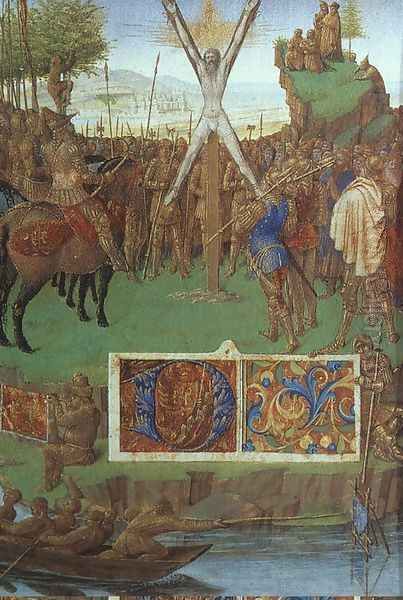 Martyrdom of St Andrew 1455 Oil Painting by Jean Fouquet