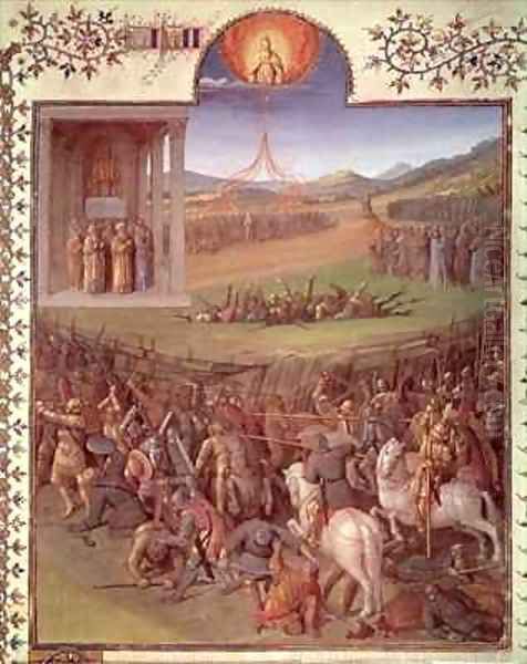 Battle of the Hebrews against the Canaanites Oil Painting by Jean Fouquet