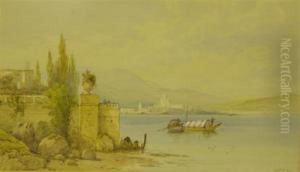 Villaon Lake Maggiara Oil Painting by Edwin St John