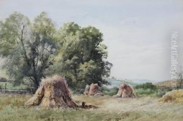 Hayfield Oil Painting by Edwin St John