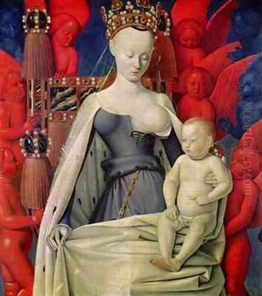 Virgin and Child Surrounded by Angels Oil Painting by Jean Fouquet