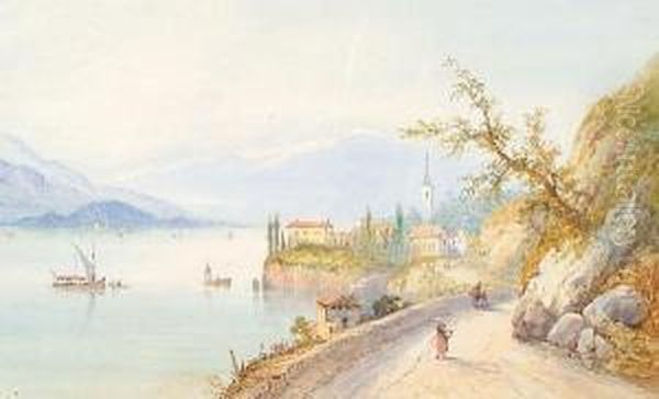 Lake Lugano, Lake Como, And Two Others, A Set Of Four Oil Painting by Edwin St John