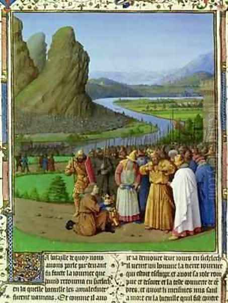 David Learning of the Death of Saul from Antiquites Judaiques Oil Painting by Jean Fouquet