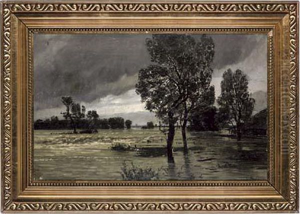 Heavy Floods Oil Painting by Adolf Stabli