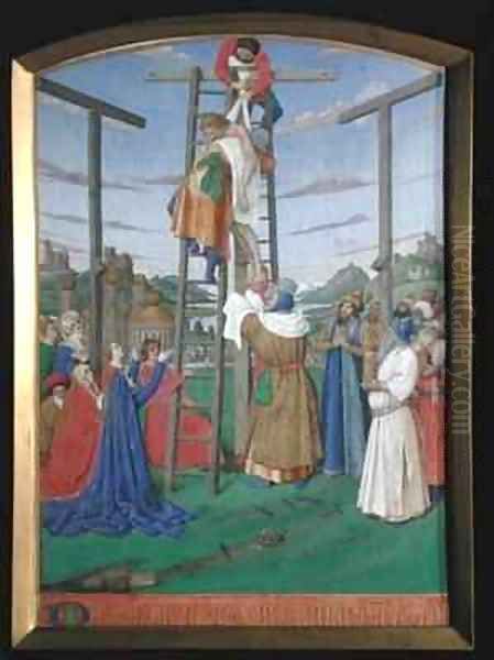 The Deposition from the Hours of the Cross and the Holy Spirit Oil Painting by Jean Fouquet