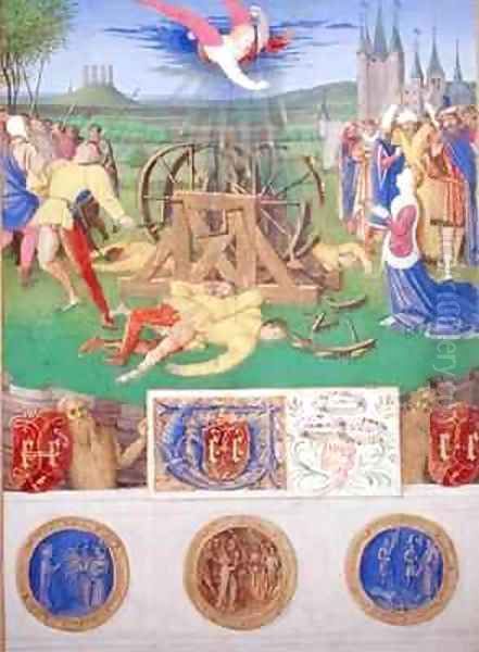 The Suffering of the Saints the Martyrdom of St Catherine of Alexandria from the Hours of Etienne Chevalier Oil Painting by Jean Fouquet