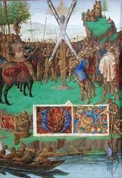 Martyrdom of St Andrew before the Proconsul Egeas Oil Painting by Jean Fouquet