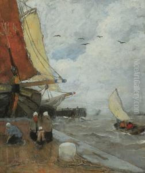 Haventafereel In Zeeland Oil Painting by Henri Stacquet