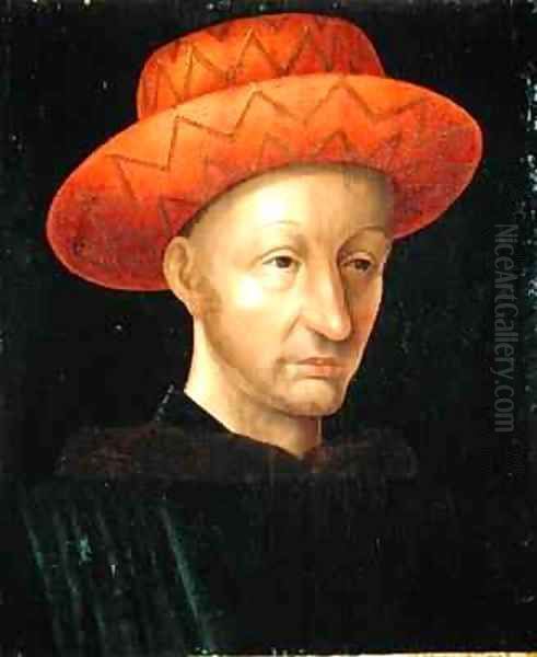 Portrait of Charles VII 1403-61 Oil Painting by Jean Fouquet