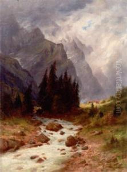 Blick Ins Klontal Oil Painting by Balthasar, Balz Stager