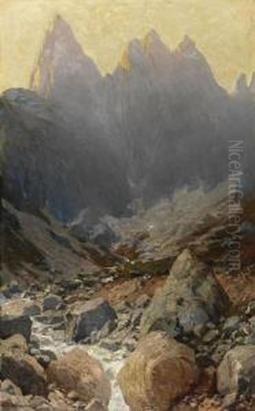 Die Muhlsturzhorner Am Hirschbuhl, Ramsau Oil Painting by Albert Stagura