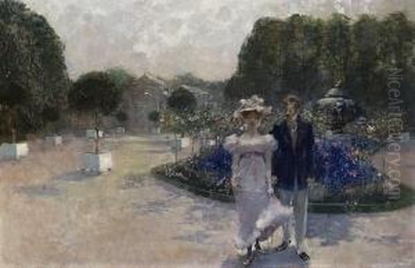 Paar Im Park. Oil Painting by Friedrich Stahl