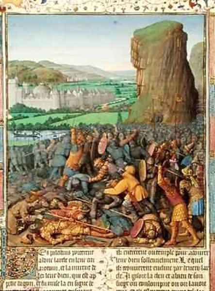 Victory of the Israelites over the Philistines Oil Painting by Jean Fouquet