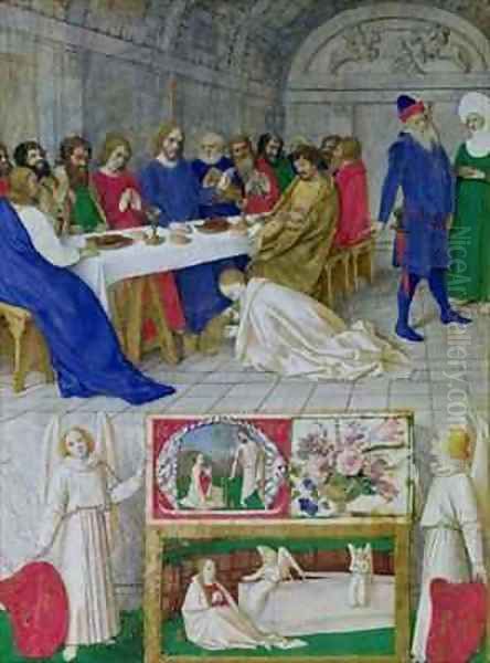 Ms 71 Mary Magdalene washing Christs feet from the Hours of Etienne Chevalier Oil Painting by Jean Fouquet