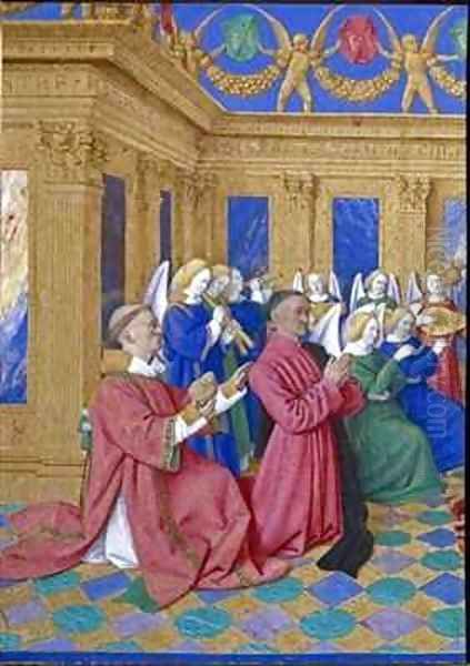 Etienne Chevalier and St Stephen Oil Painting by Jean Fouquet