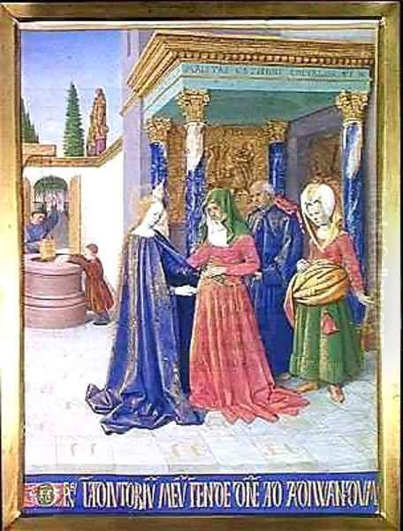 The Visitation from Hours of the Virgin Oil Painting by Jean Fouquet