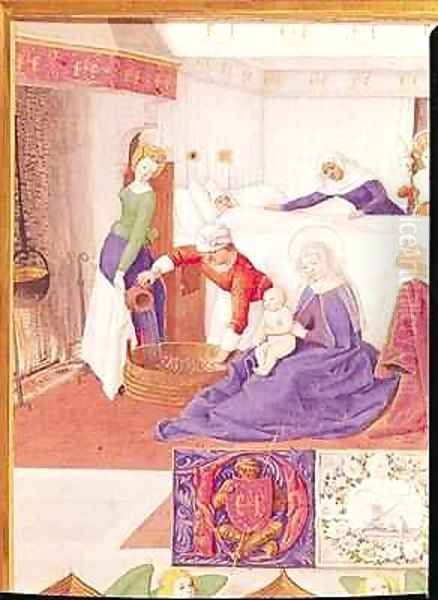 The Birth of St John the Baptist Oil Painting by Jean Fouquet