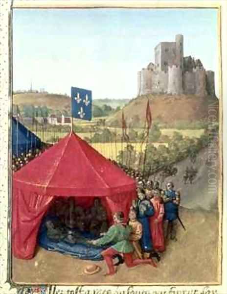 The Death of Bertrand du Geusclin 1320-80 at Chateauneuf de Randon Oil Painting by Jean Fouquet