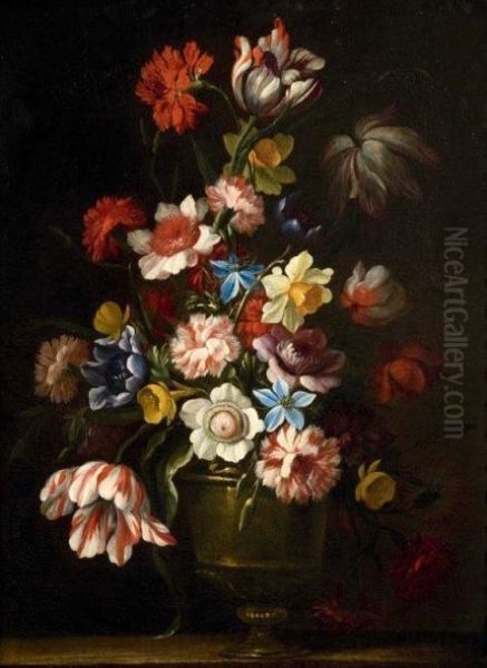 Bouquet De Fleurs Sur Un Entablement Oil Painting by Giovanni Stanchi