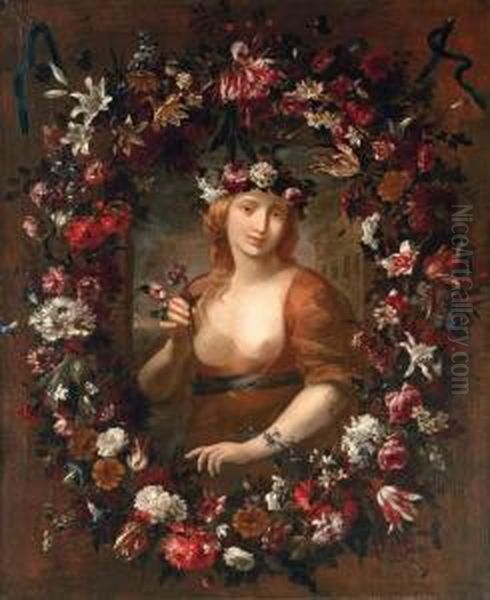 Portrait Of A Lady As Flora Oil Painting by Giovanni Stanchi