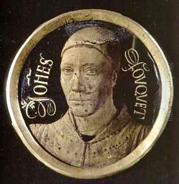 Self portrait medallion Oil Painting by Jean Fouquet