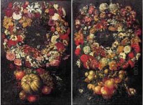 Guirlandes De Fleurs Et De Fruits Oil Painting by Giovanni Stanchi