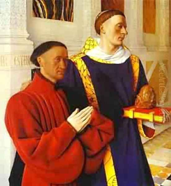 De Moulin Etienne Chevalier Presented By St Stephen 1450 Oil Painting by Jean Fouquet