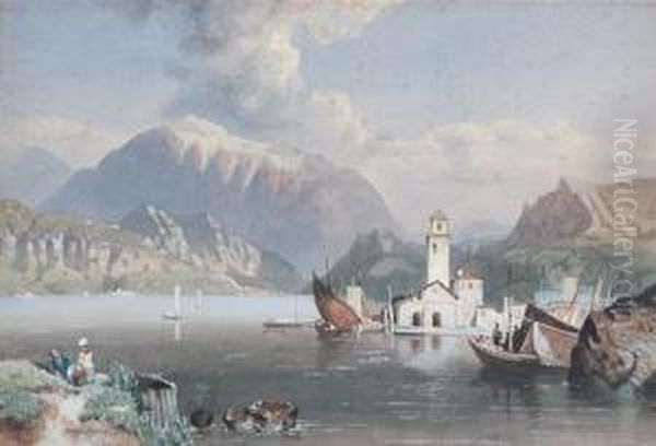 Lago Di Como Oil Painting by George Clarkson Stanfield