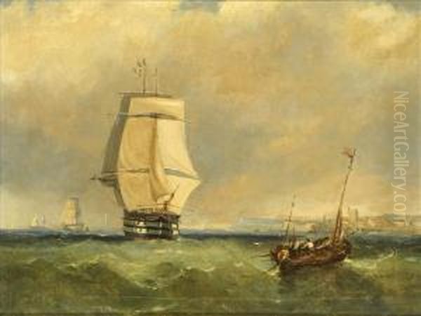 Shipping Off The Coast Oil Painting by George Clarkson Stanfield