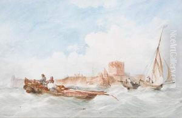 Shipping Off Jersey Oil Painting by George Clarkson Stanfield