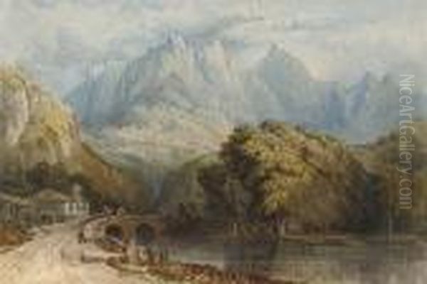 In The Dolomites Oil Painting by George Clarkson Stanfield