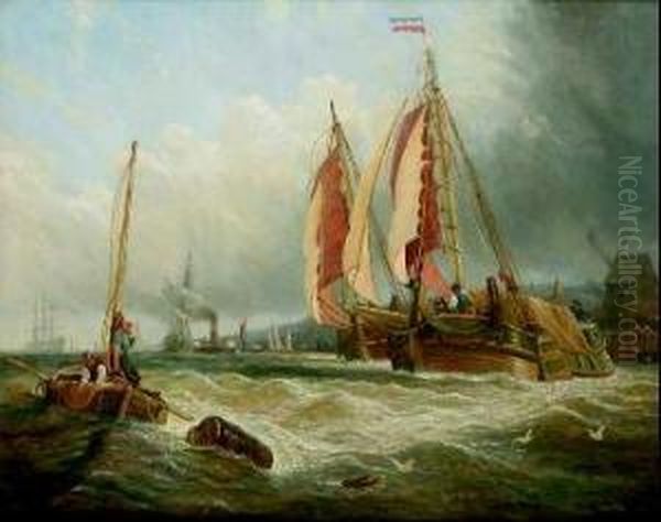 Veduta Del Porto Di Rotterdam Oil Painting by George Clarkson Stanfield