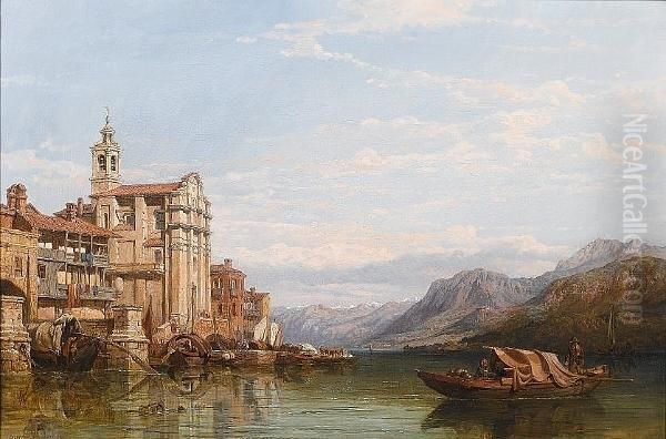 On An Italian Lake Oil Painting by George Clarkson Stanfield