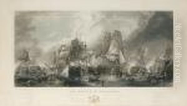 Battle Of Trafalgar Oil Painting by George Clarkson Stanfield