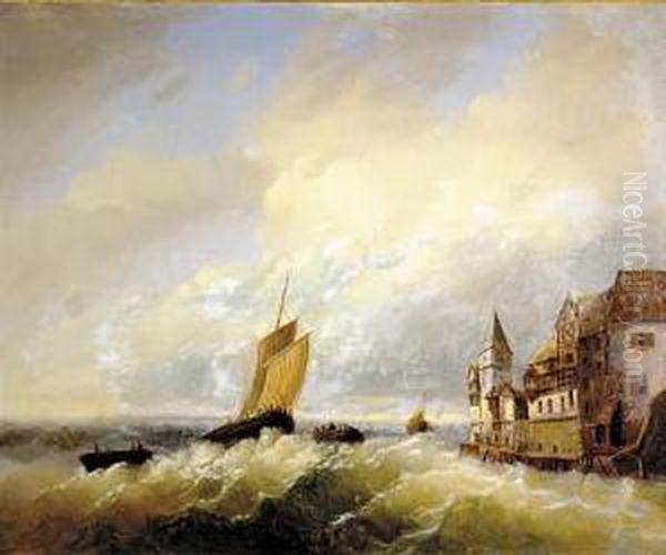 City By Coast In Storm by George Clarkson Stanfield