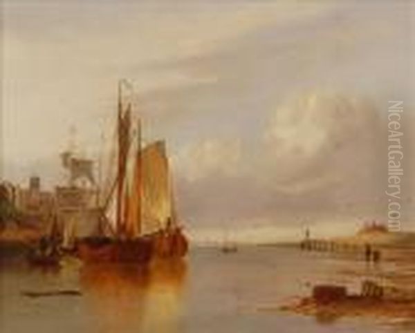 Yarmouth From Gorleston Oil Painting by Alfred Stannard