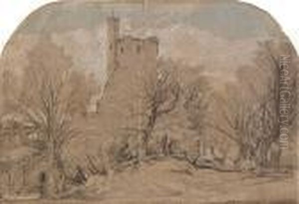 Caistor Castle Oil Painting by Alfred Stannard