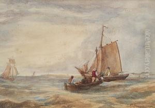 Off The Norfolk Coast Oil Painting by Alfred Stannard