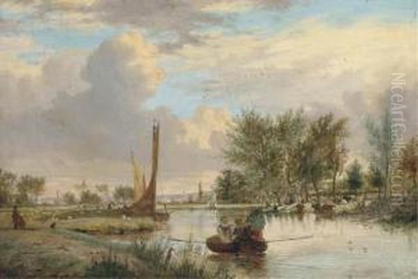 On The Yare Oil Painting by Alfred Stannard